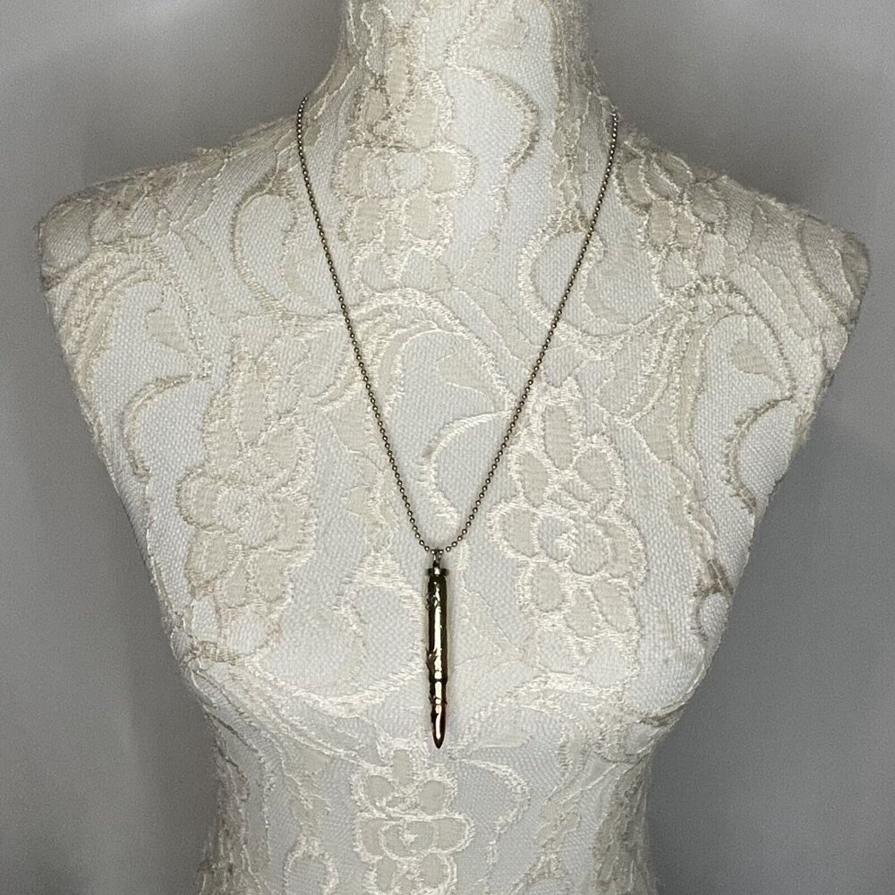 Bullets 4 Peace Real Bullet Pendant Doves Peace Sign 2 7/8" bullet 24" chain